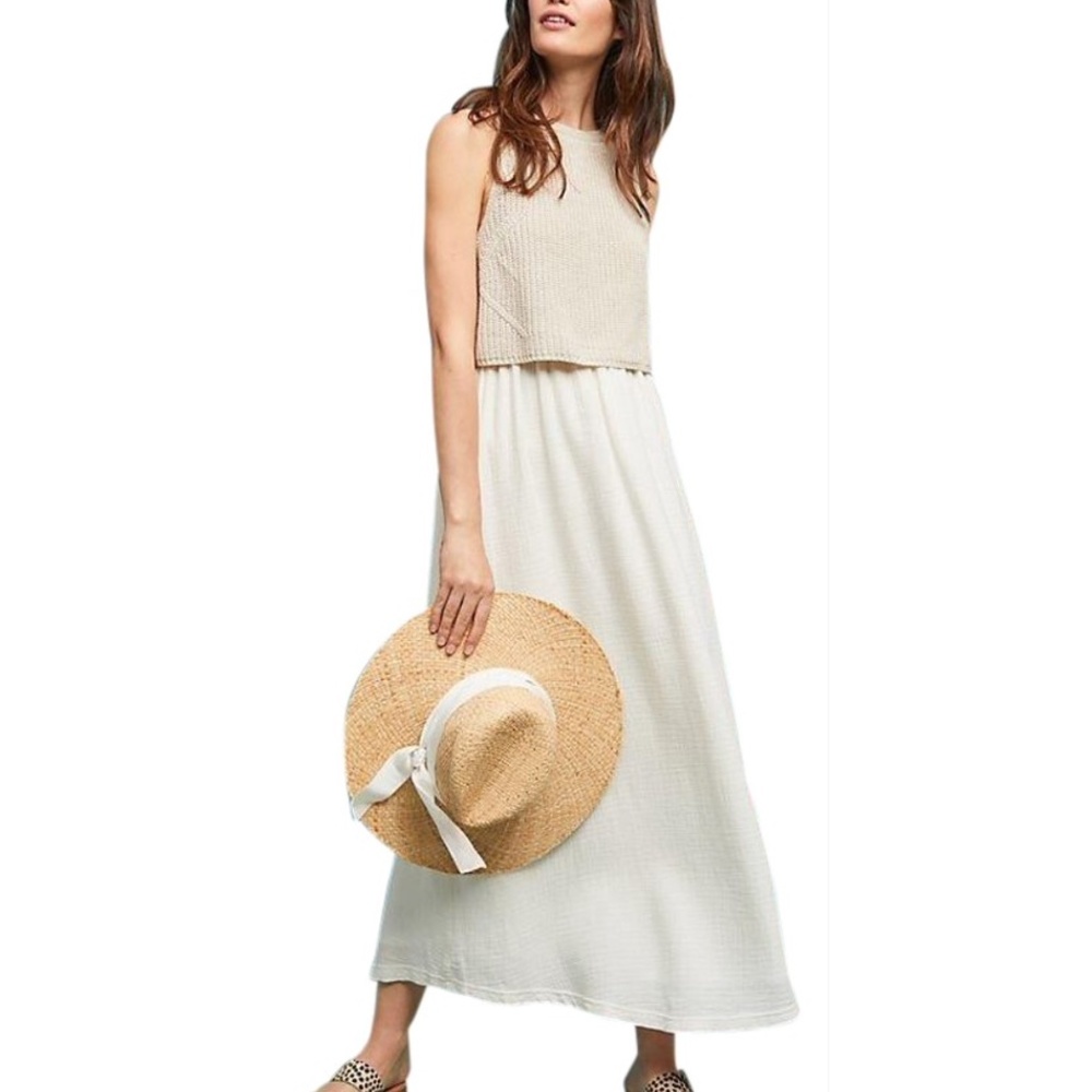 Anthropologie Moth Layered Sandstone Maxi Dress